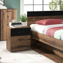 Set due comodini 46x56h cm moderni rovere scuro e nero Lisbona Gihome®