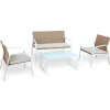 Set giardino 2 poltrone, divano e tavolino in rattan miele Camilla