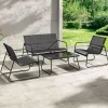 Set giardino relax 75x45cm 2 sedie divano e tavolino acciaio grigio Eden