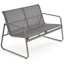 Set giardino relax 75x45cm 2 sedie divano e tavolino acciaio grigio Eden