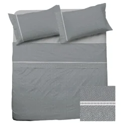 Set lenzuola letto alla francese in cotone grigio Freedom