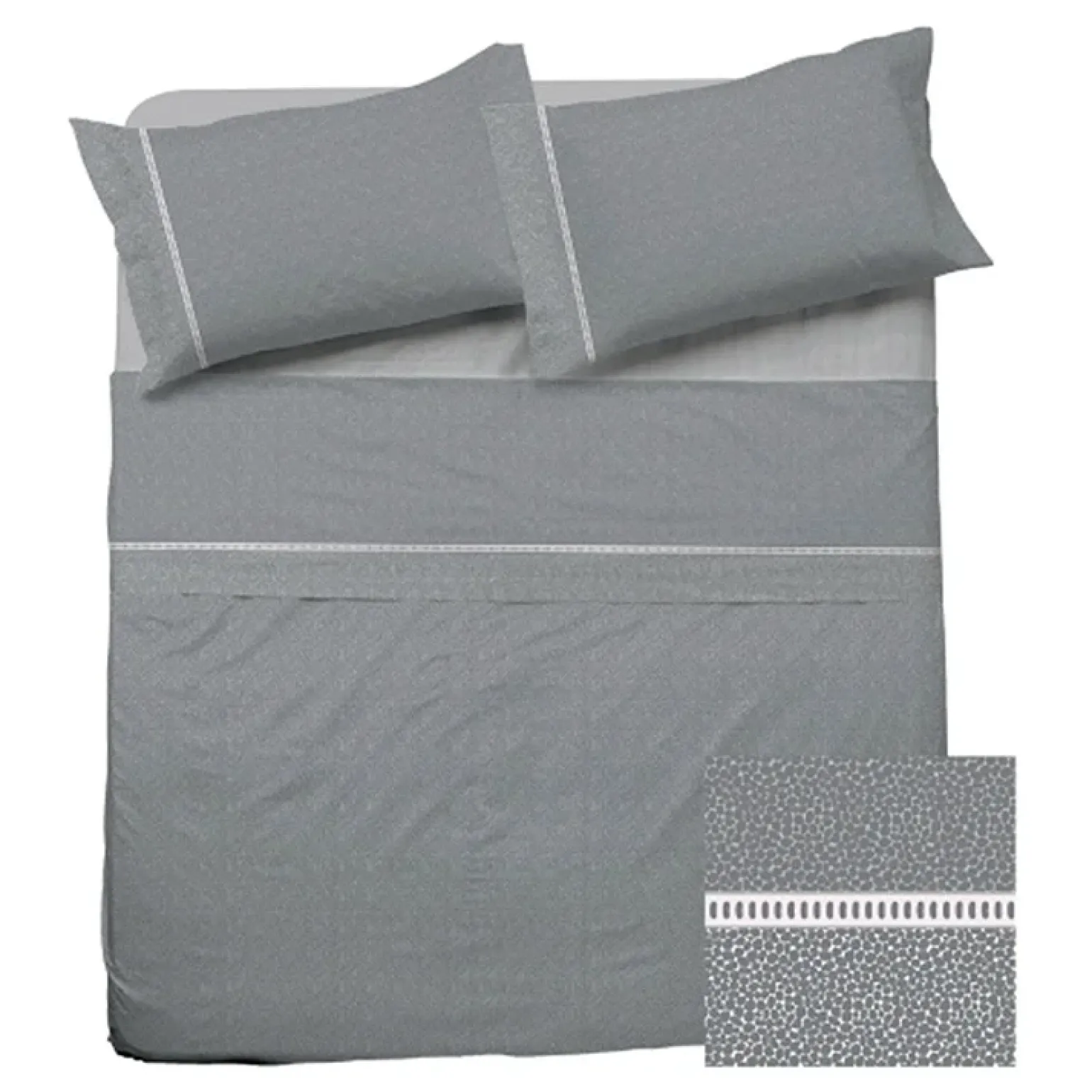 Set lenzuola letto alla francese in cotone grigio Freedom