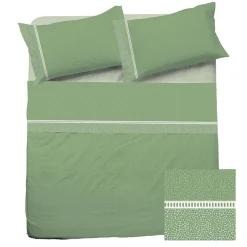 Set lenzuola letto francese in cotone verde Freedom