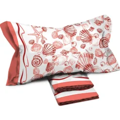 Set lenzuola matrimoniali in cotone fantasia coralli arancio Mousse