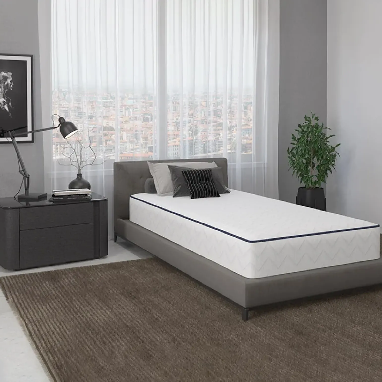 Set materasso singolo con rete a doghe 90x200cm Elisir Gihome®