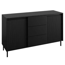 Set mobili soggiorno completo design cannettato nero Strike