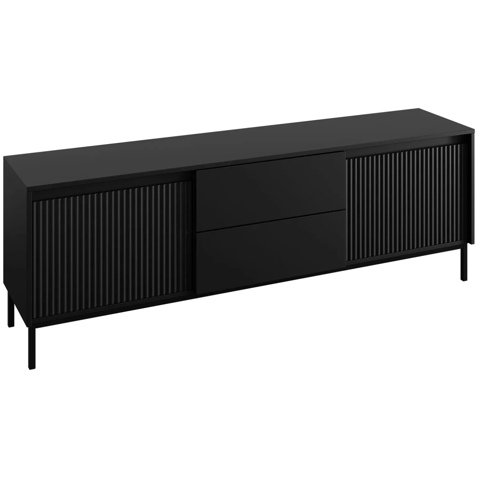 Set mobili soggiorno completo design cannettato nero Strike