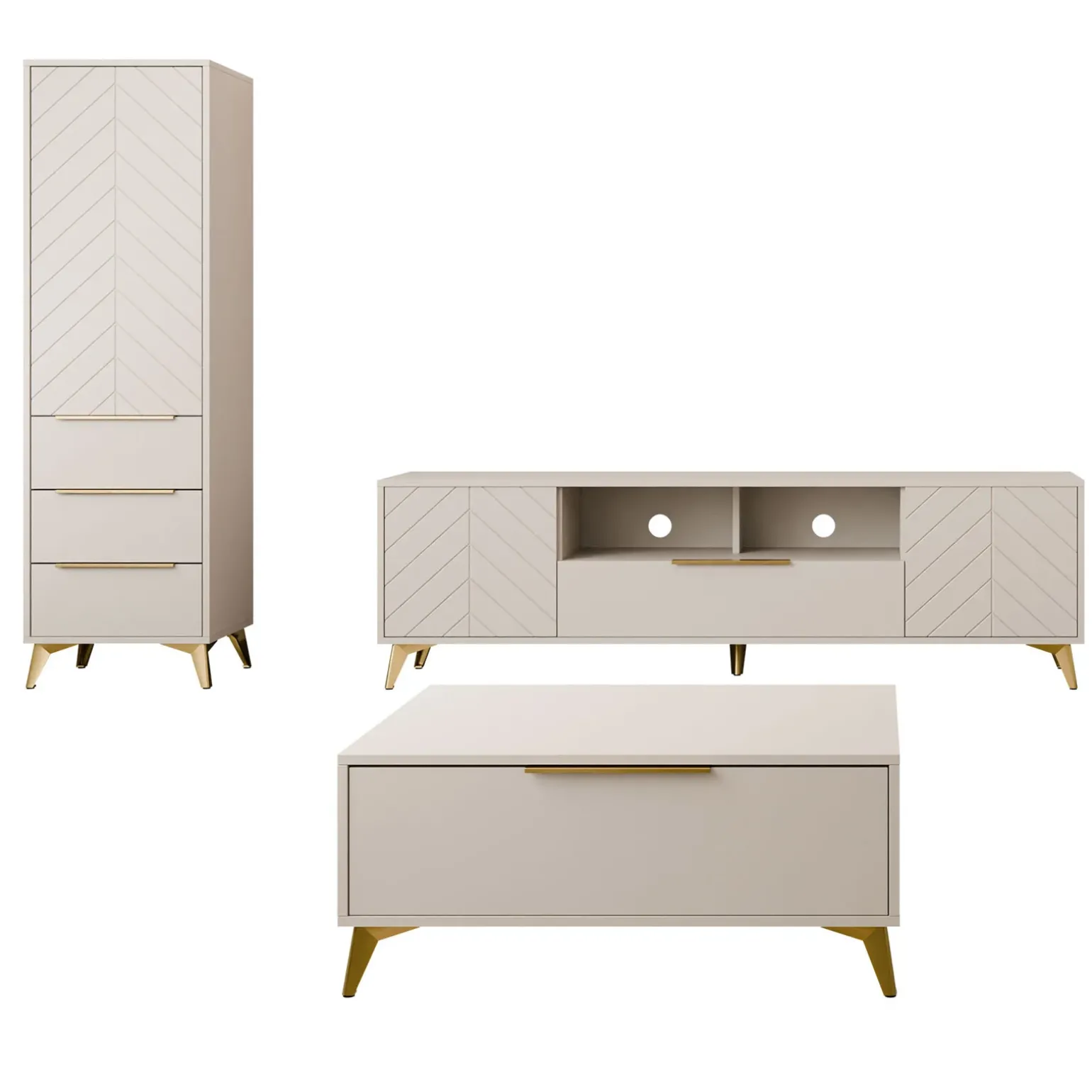 Set mobili soggiorno completo beige frontali serigrafati Miriam 1