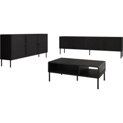 Set mobili soggiorno completo nero opaco Stark 2