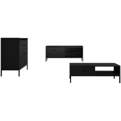 Set mobili soggiorno completo design moderno nero Pollon 2