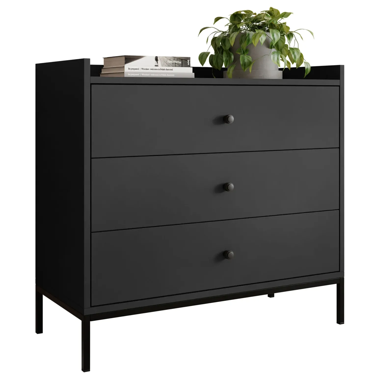Set mobili soggiorno completo design moderno nero Pollon 2
