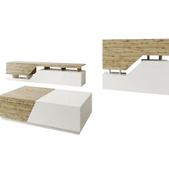 Set mobili soggiorno completo rovere bianco Modesta