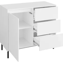Set mobili soggiorno completo design cannettato bianco Strike