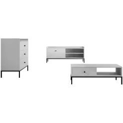 Set mobili soggiorno completo design moderno bianco Pollon 2