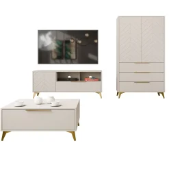 Set mobili soggiorno completo beige frontali serigrafati Miriam 2