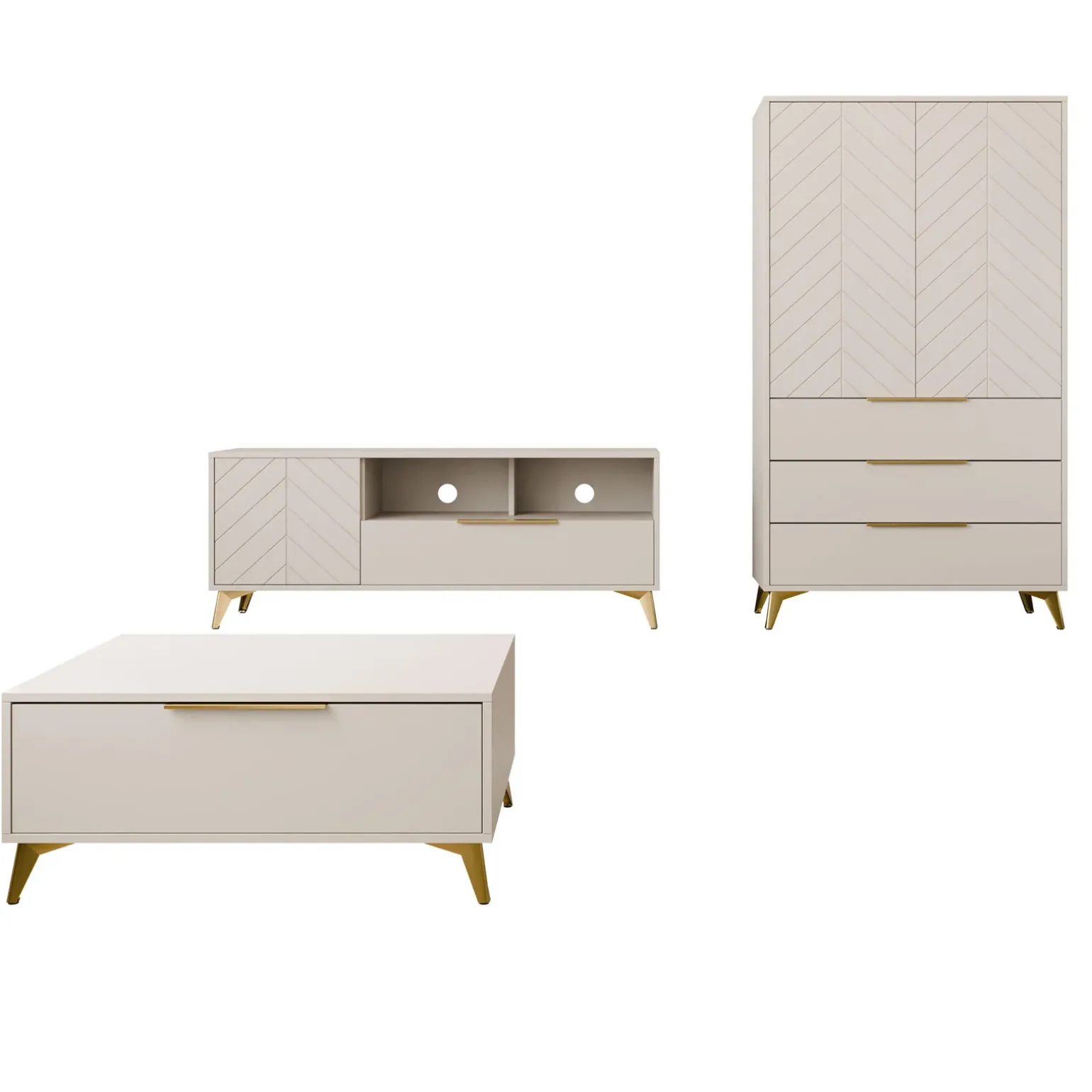 Set mobili soggiorno completo beige frontali serigrafati Miriam 2
