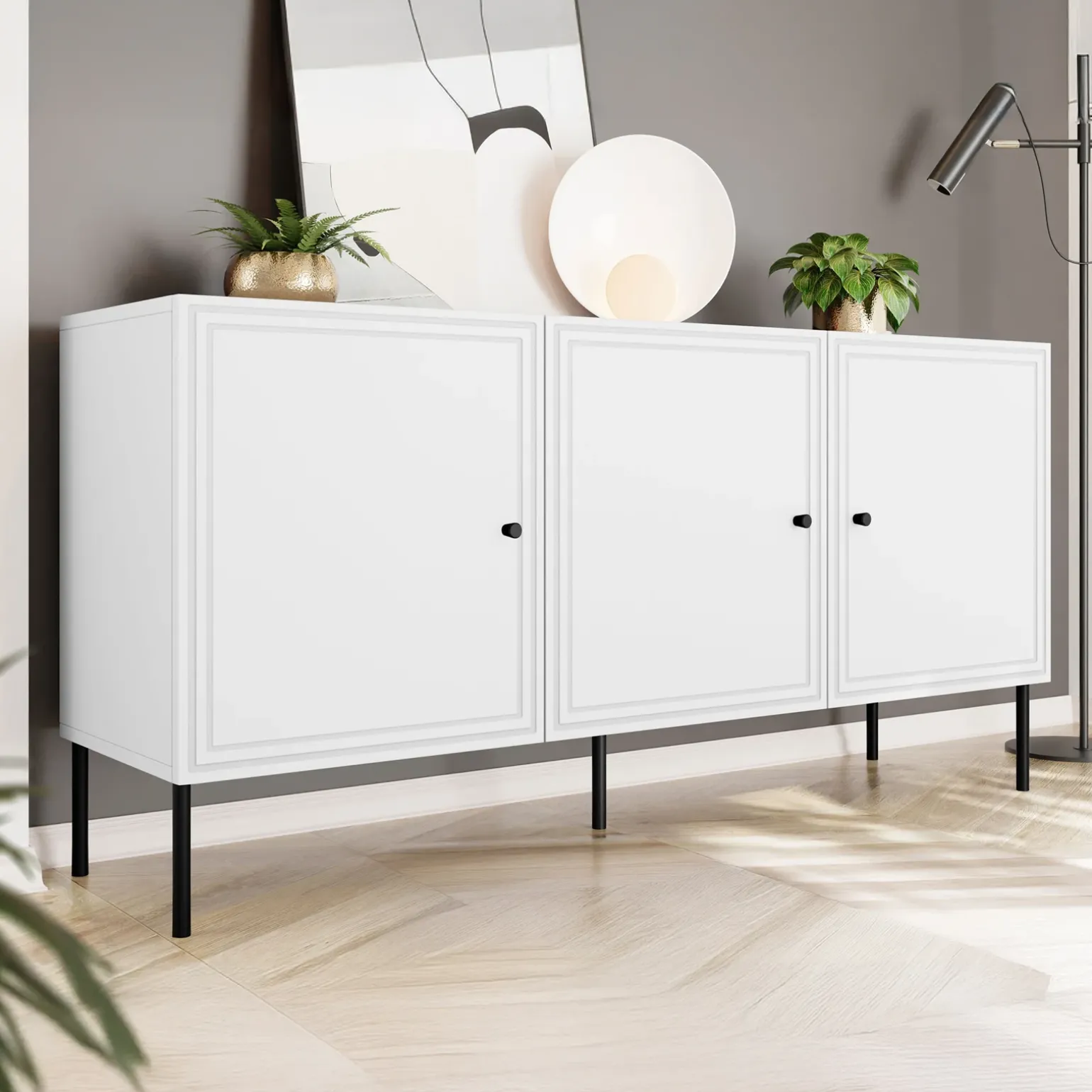 Set mobili soggiorno completo bianco opaco Stark 1