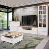 Set mobili soggiorno completo moderno bianco rovere Relaxio