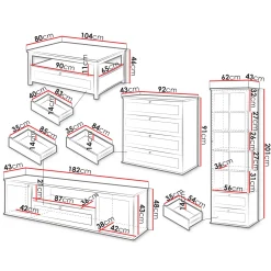 Set mobili soggiorno completo moderno bianco rovere Relaxio