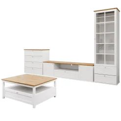 Set mobili soggiorno completo moderno bianco rovere Relaxio
