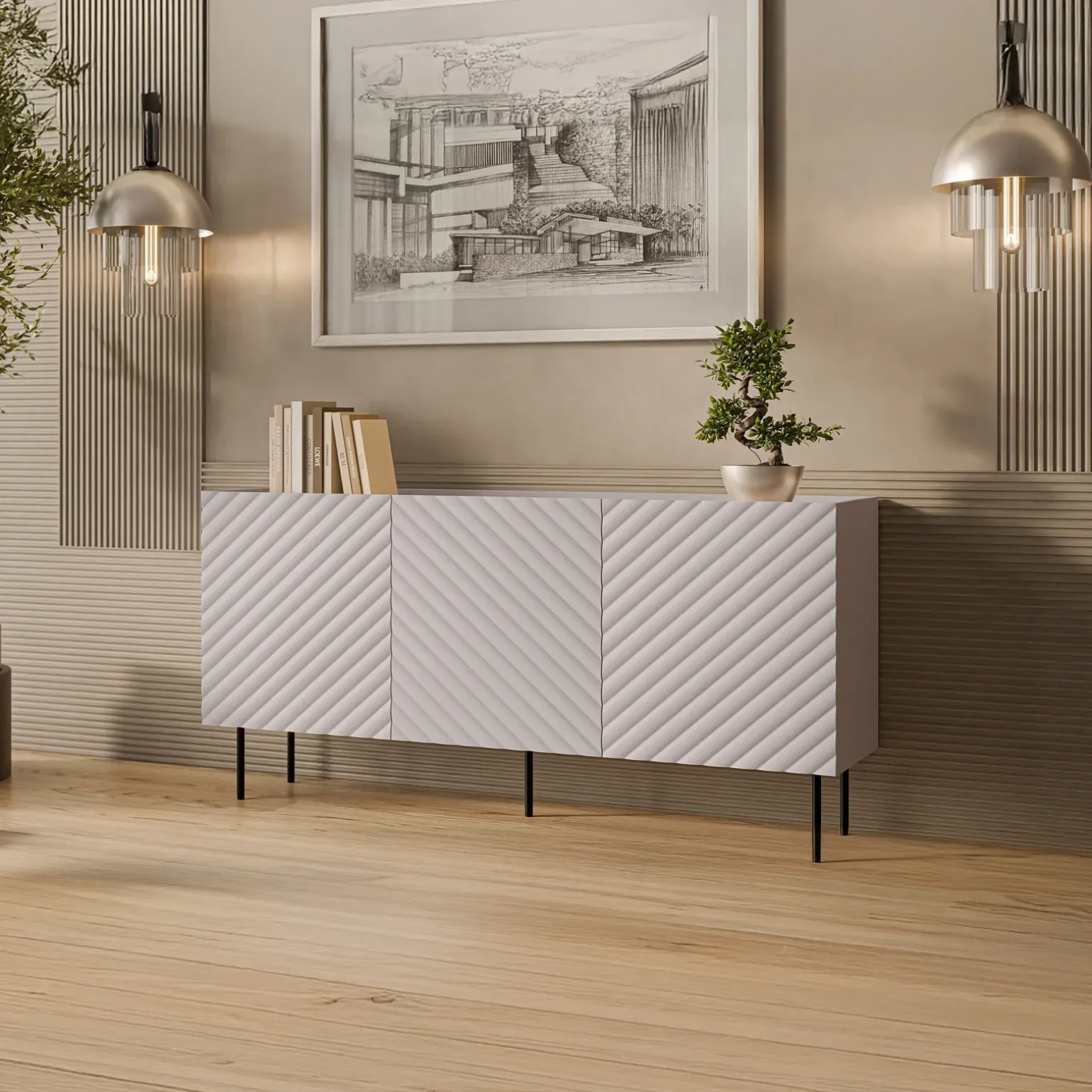 Set mobili soggiorno completo beige Daniele