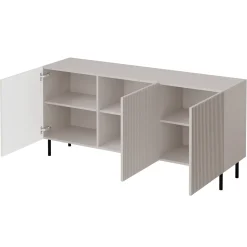 Set mobili soggiorno completo con frontali cannettati beige Ziggy 2