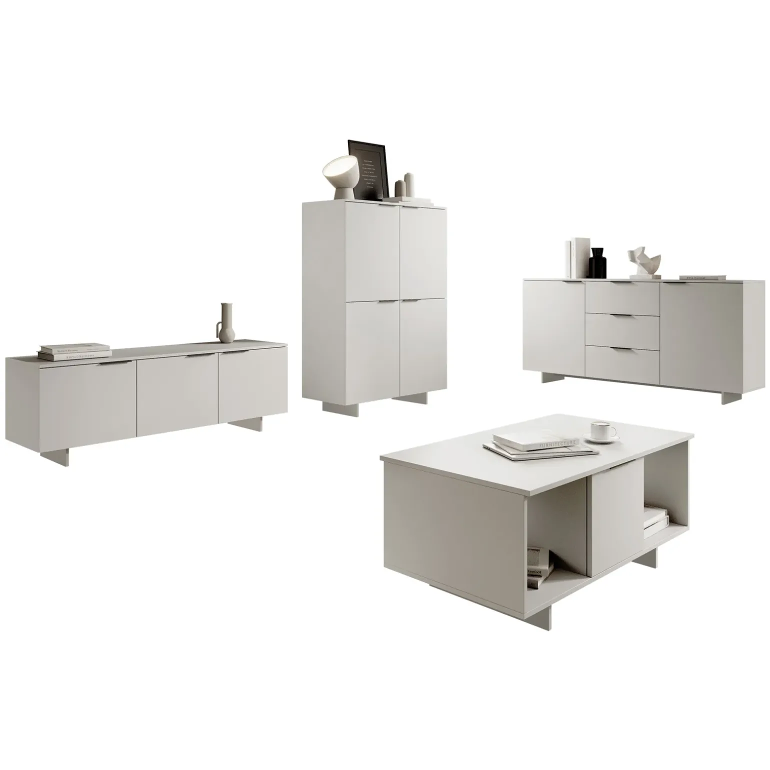 Set mobili soggiorno completo grigio Stone