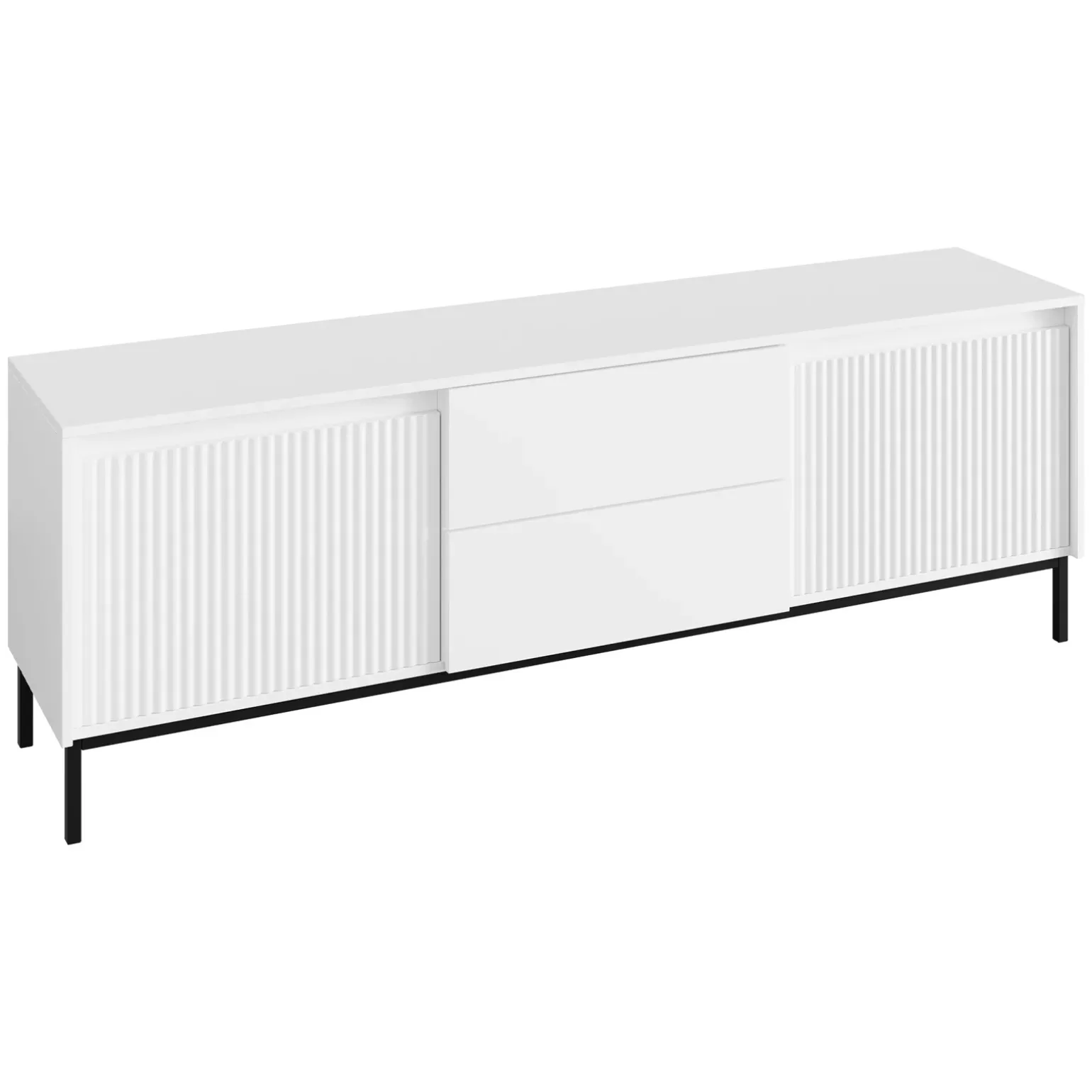Set mobili soggiorno completo design cannettato bianco Strike 2