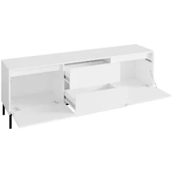 Set mobili soggiorno completo design cannettato bianco Strike 2