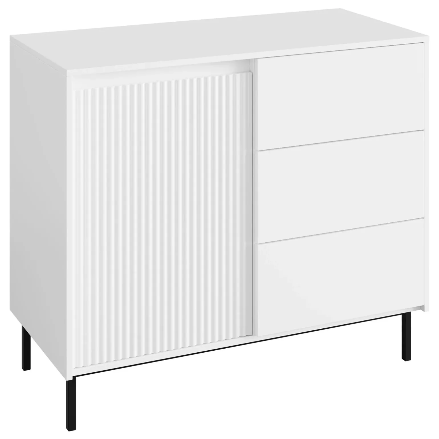 Set mobili soggiorno completo design cannettato bianco Strike 2