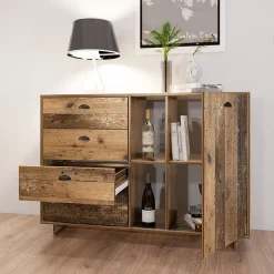 Set mobili soggiorno completo industrial legno vecchio antico West Gihome®
