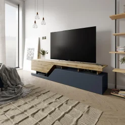 Set mobili soggiorno completo rovere antracite Modesta