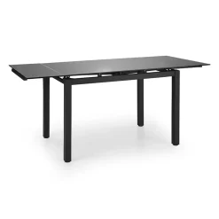Set tavolo 110/170cm + 4 sedie imbottite grigio nero Albani