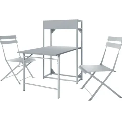 Set tavolo da giardino 2 sedie con fioriera grigio Marin