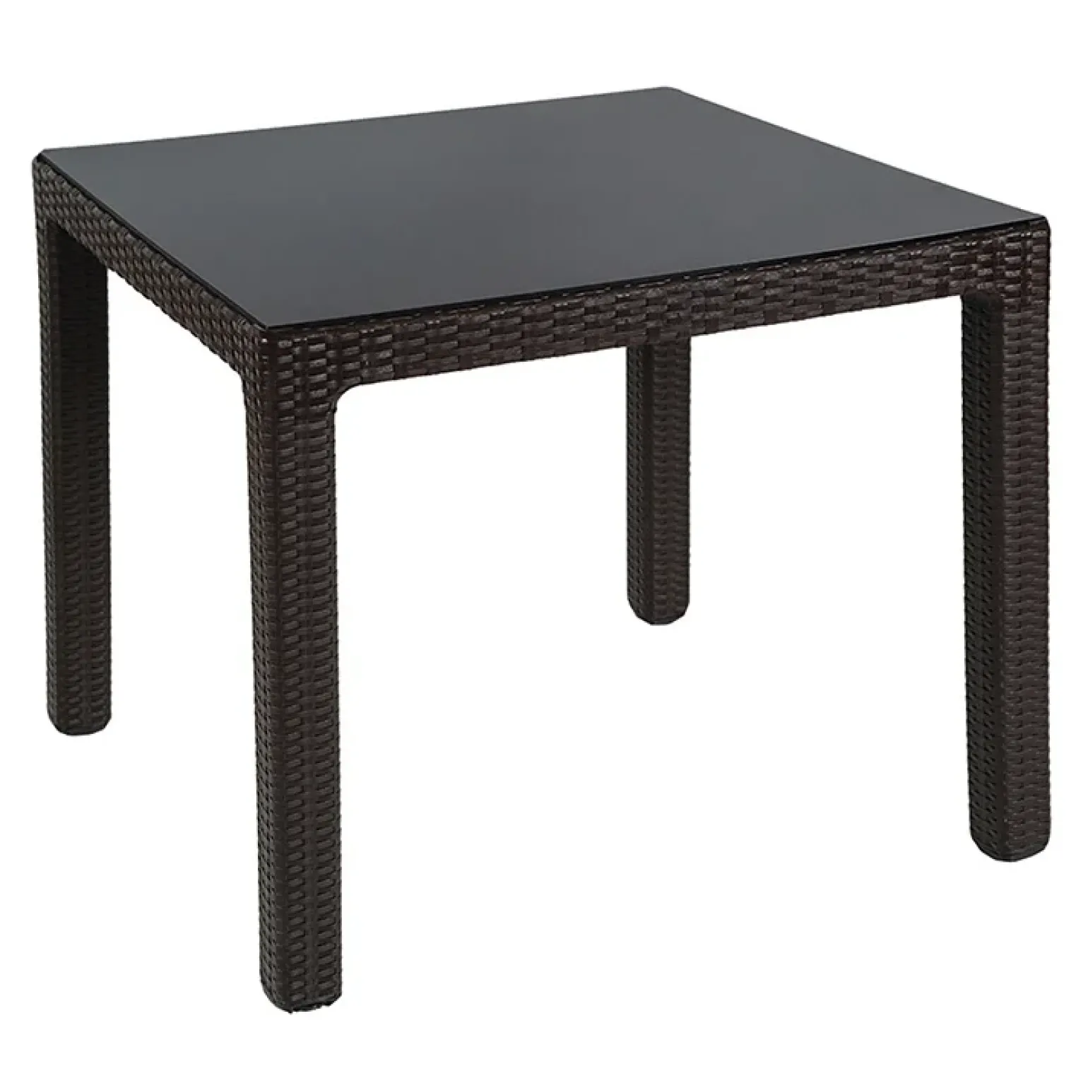 Set tavolo da giardino esterno dehors 90x90cm + 4 sedie effetto rattan marrone Solas