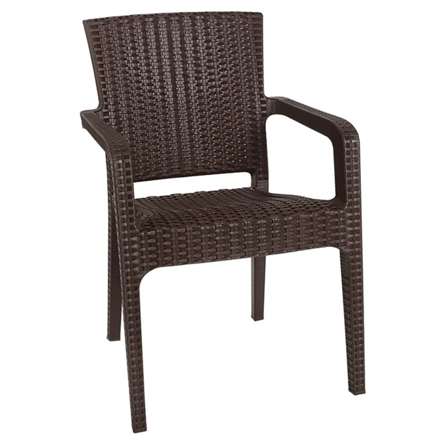 Set tavolo da giardino esterno dehors 90x90cm + 4 sedie effetto rattan marrone Solas