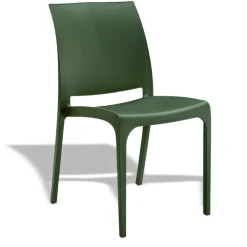 Set tavolo da giardino esterno dehors con vetro 150x90 cm bianco + 6 sedie verde Ivy