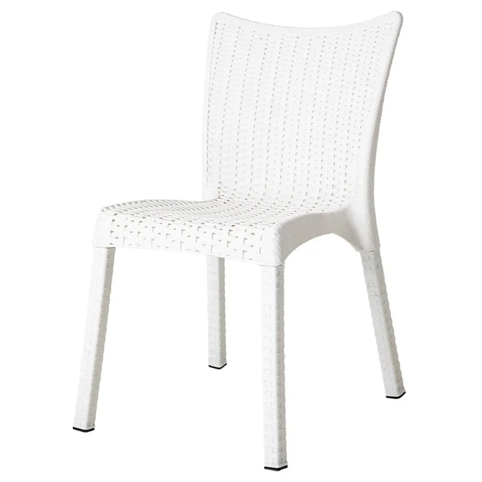 Set tavolo da giardino esterno bar dehors rettangolare 150x90cm + 6 sedie effetto rattan bianco Conchiglia