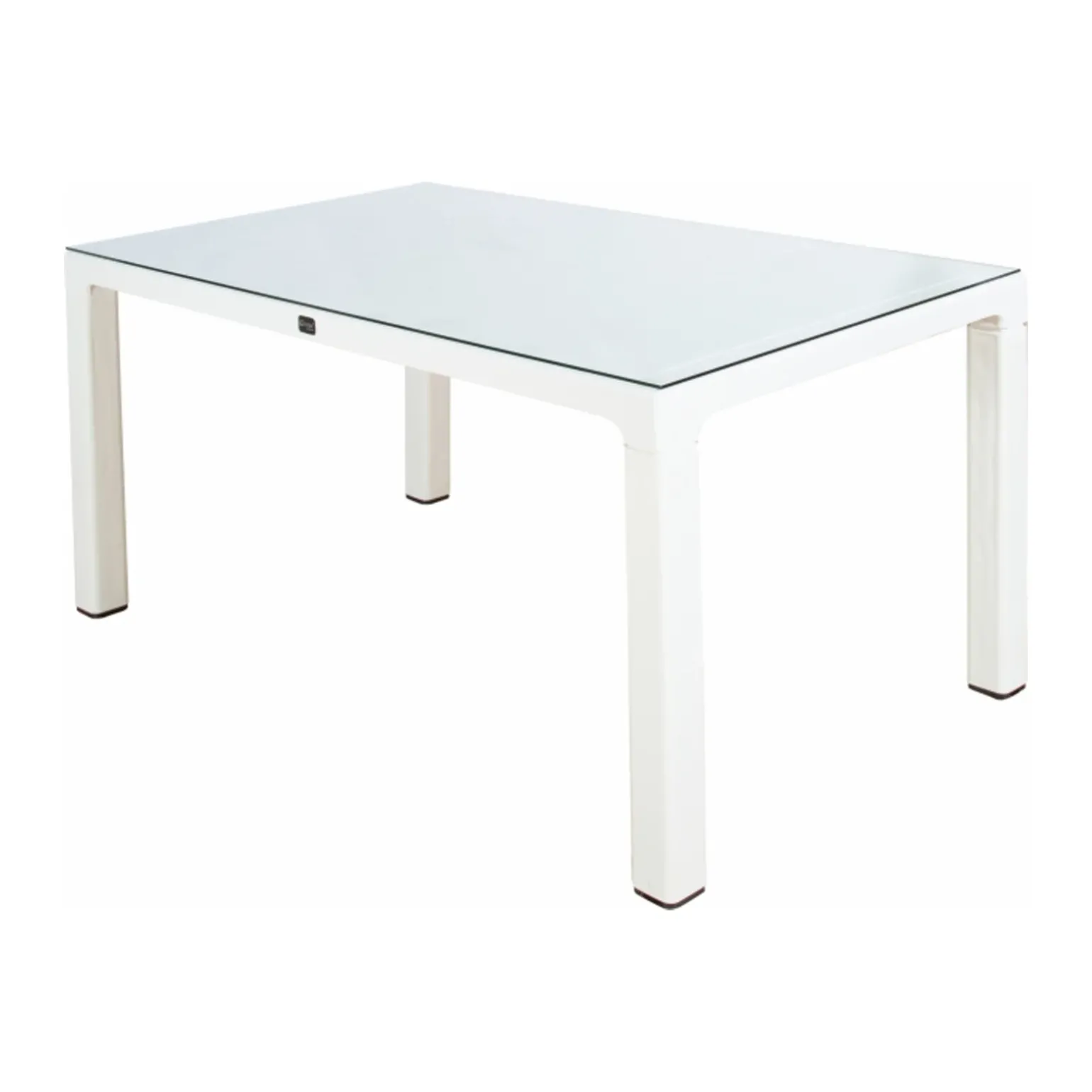 Set tavolo da giardino esterno dehors con vetro 150x90 cm bianco + 6 sedie grigio Ivy
