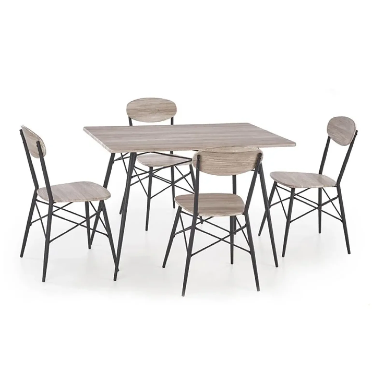 Set tavolo 70x70cm + 2 sedie acciaio rovere Pub