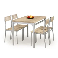 Set tavolo 110x75cm + 4 sedie da giardino rovere sonoma acciaio Oasi
