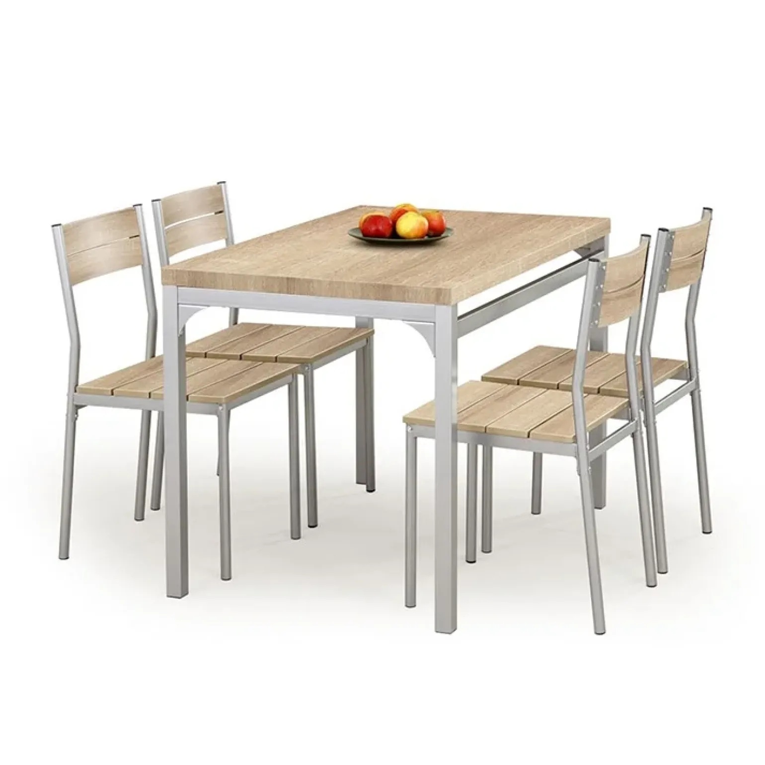 Set tavolo 110x75cm + 4 sedie da giardino rovere sonoma acciaio Oasi