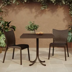 Set tavolo 80x80cm + 2 sedie da giardino polipropilene marrone Blossom