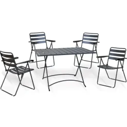 Set tavolo 120x80cm + 4 sedie pieghevoli da giardino antracite Beta