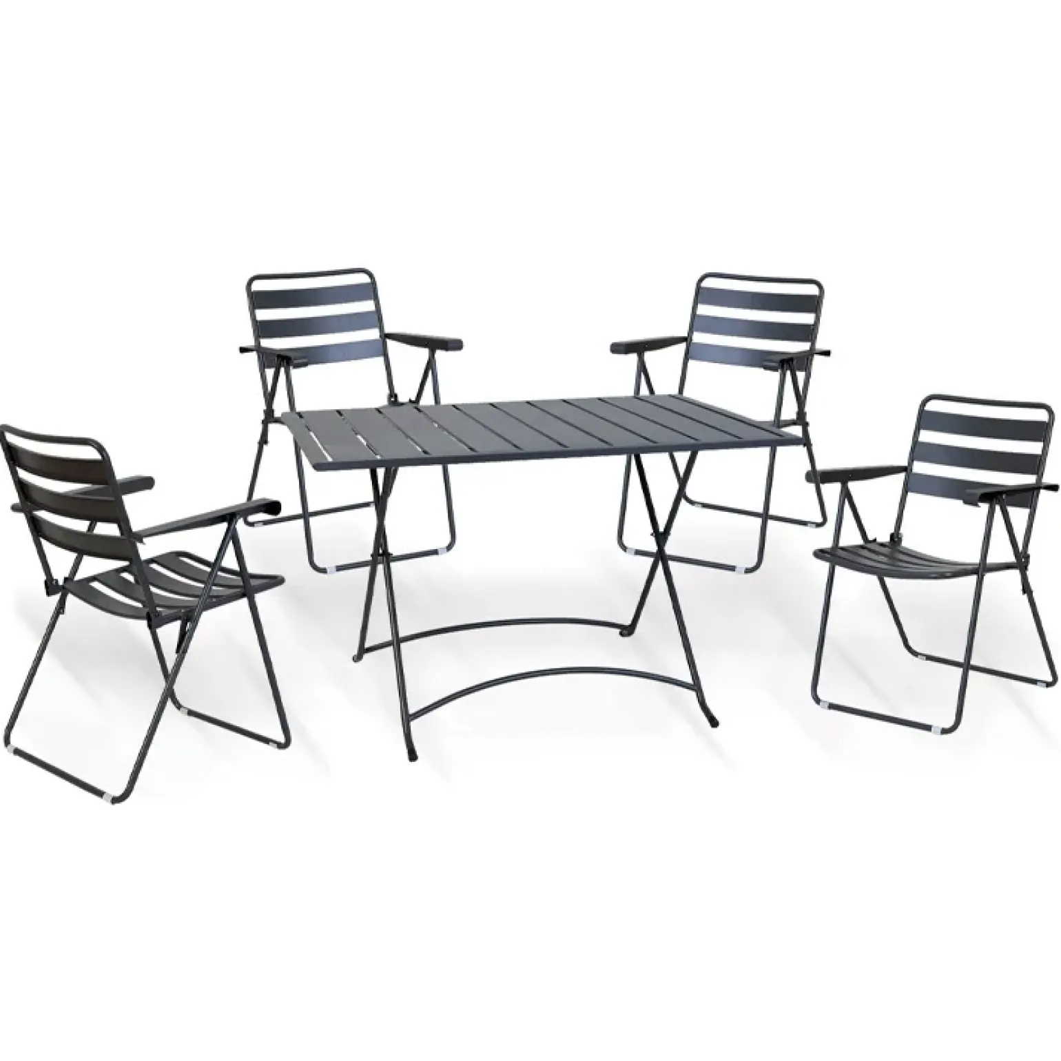 Set tavolo 120x80cm + 4 sedie pieghevoli da giardino antracite Beta