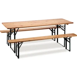 Set tavolo 200x80cm+ panche da bar richiudibili verde scuro legno Good