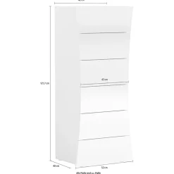 Settimino 50x122h cm 6 cassetti moderno bianco lucido Neve
