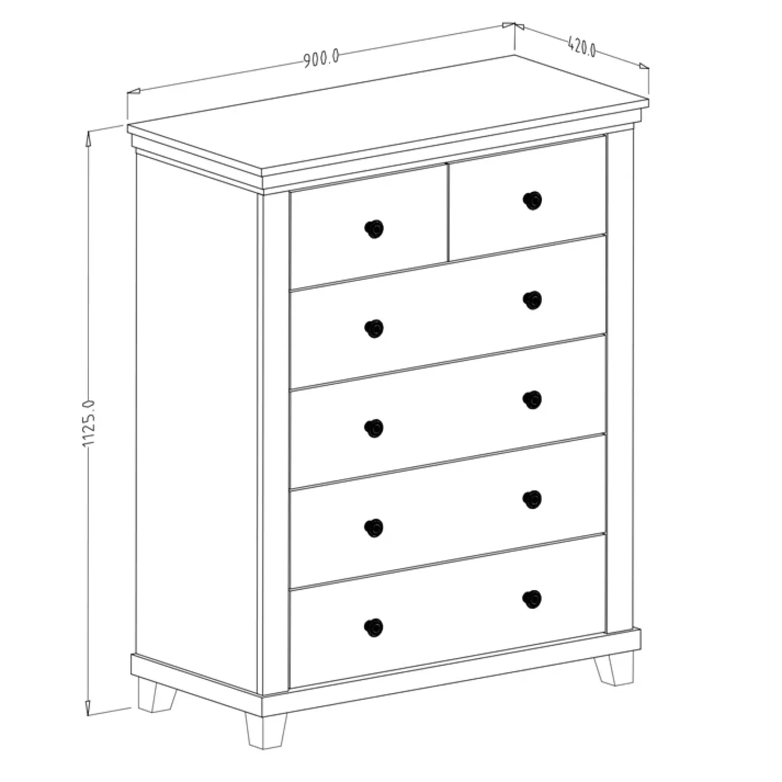 Settimino 90x113h cm 6 cassetti moderno bianco frassinato quercia Texel