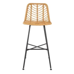 Sgabello alto 100 cm in rattan metallo nero Fresh