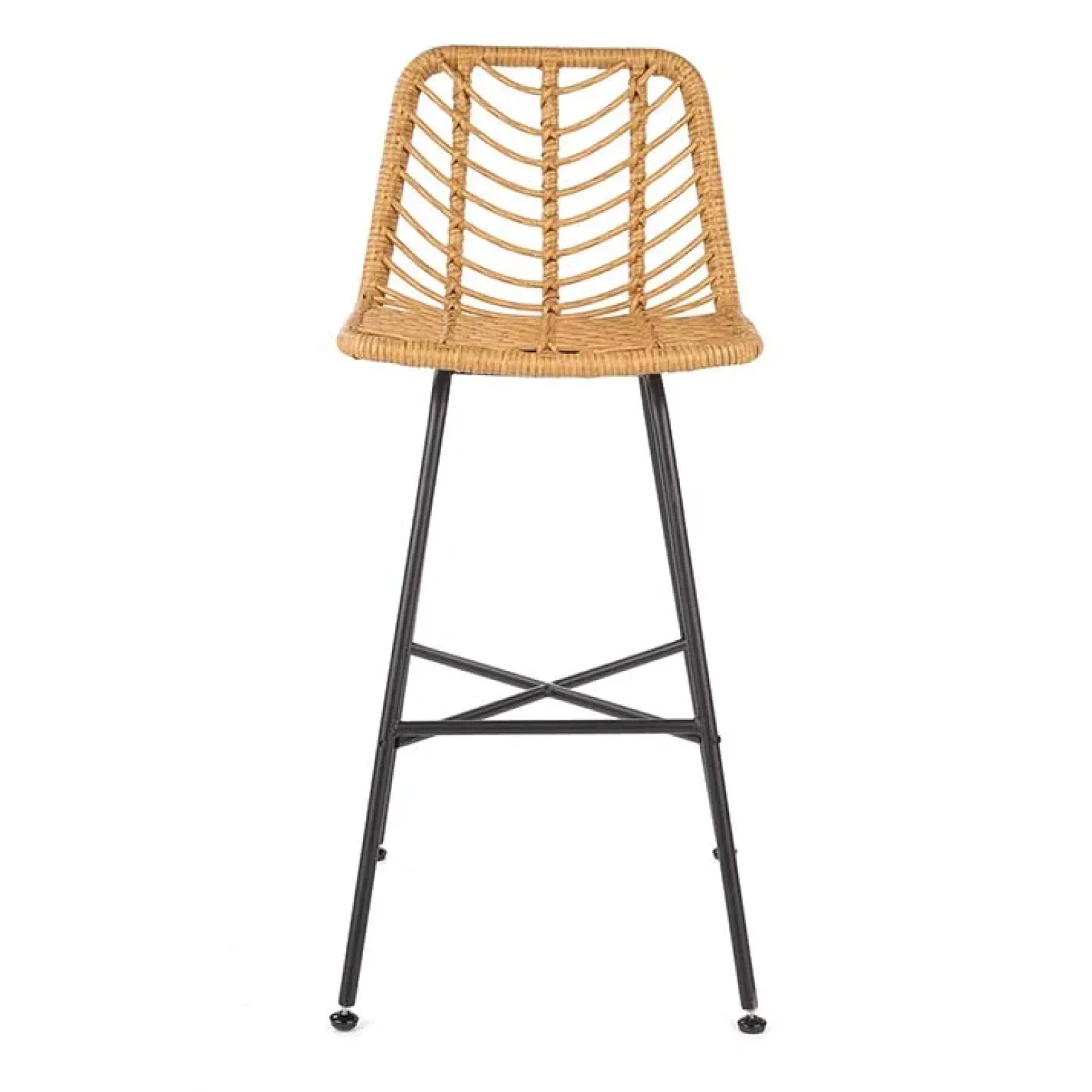 Sgabello alto 100 cm in rattan metallo nero Fresh